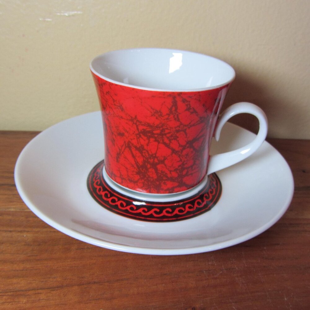 4 oz espana flamenco block bidasoa spain espresso cup & saucer demitasse (W6107)